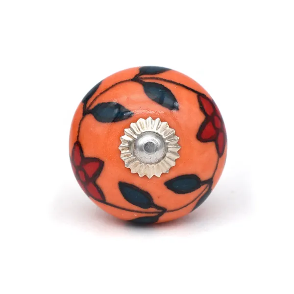 Ceramic_Artisan_Orange_Hand_Painted_Floral_Drawer_Knob
