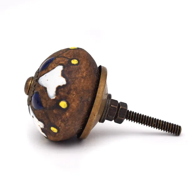 Ceramic_Vintage_Brown_Blue_Melon_Shape_Cabinet_Knobs