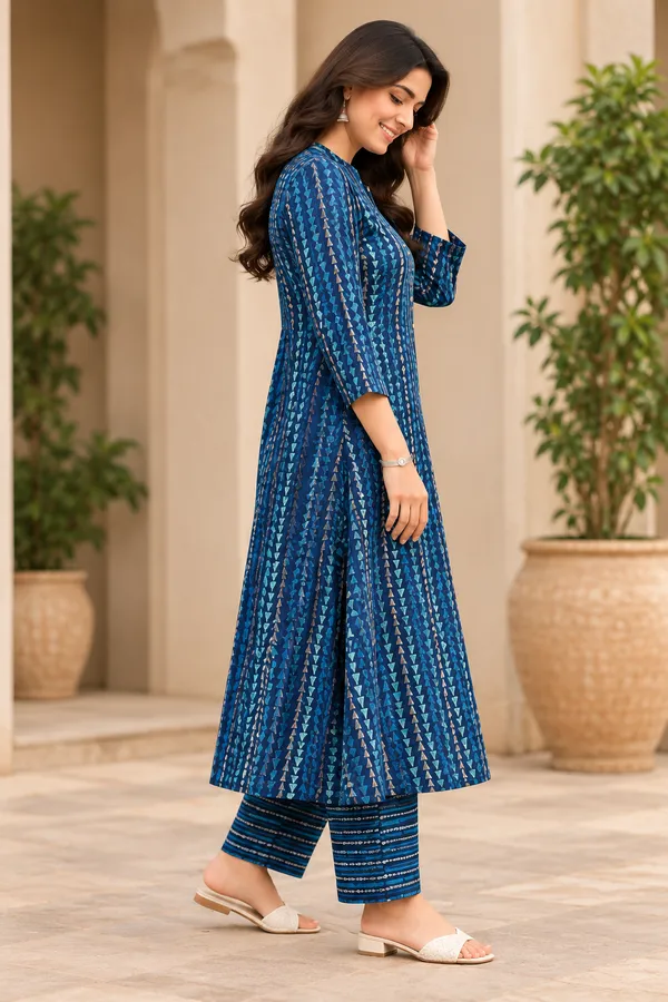 Blue_Printed_Flared_Kurta_Set_for_Women