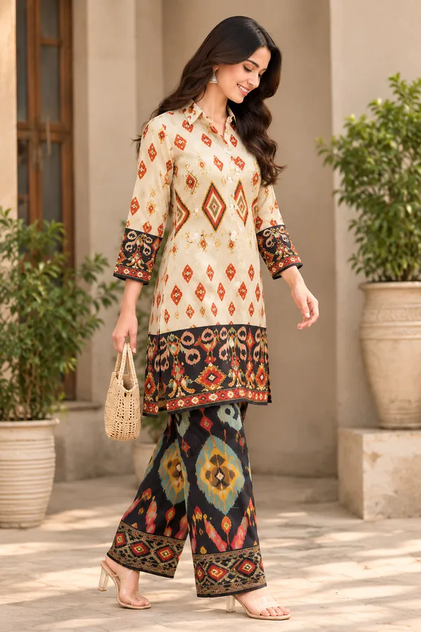 Cream_Printed_Straight_Kurta_Set_For_Women
