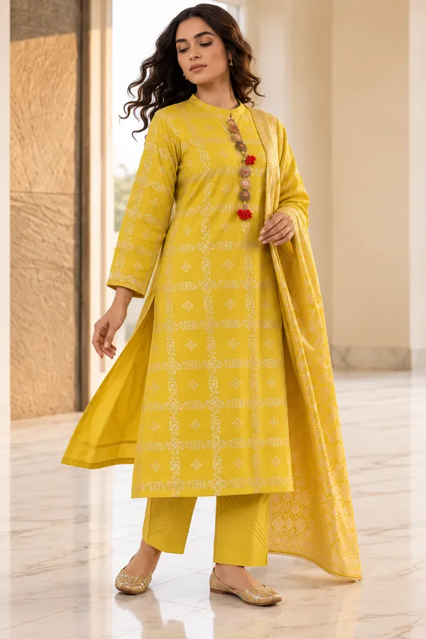 Yellow_Banarsi_Silk_Straight_Kurta_Set_for_Women