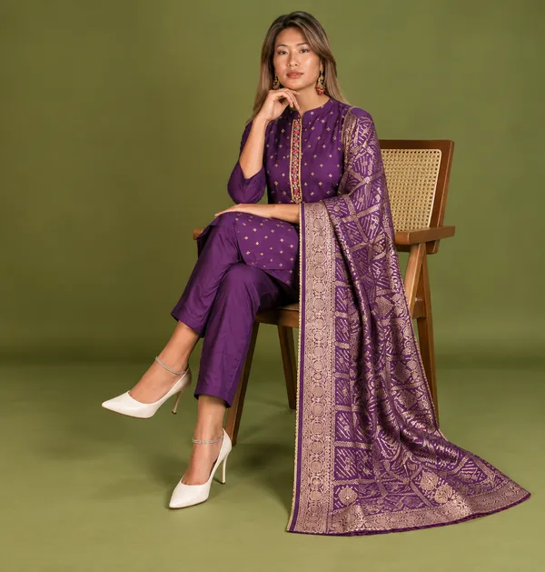 Purple_Banarsi_Silk_Kurta_Pant_Dupatta_Set_for_Women