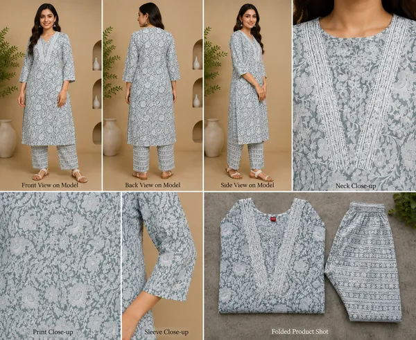 Grey_Cotton_Floral_Print_Kurta_Pyjama_Set_For_Women