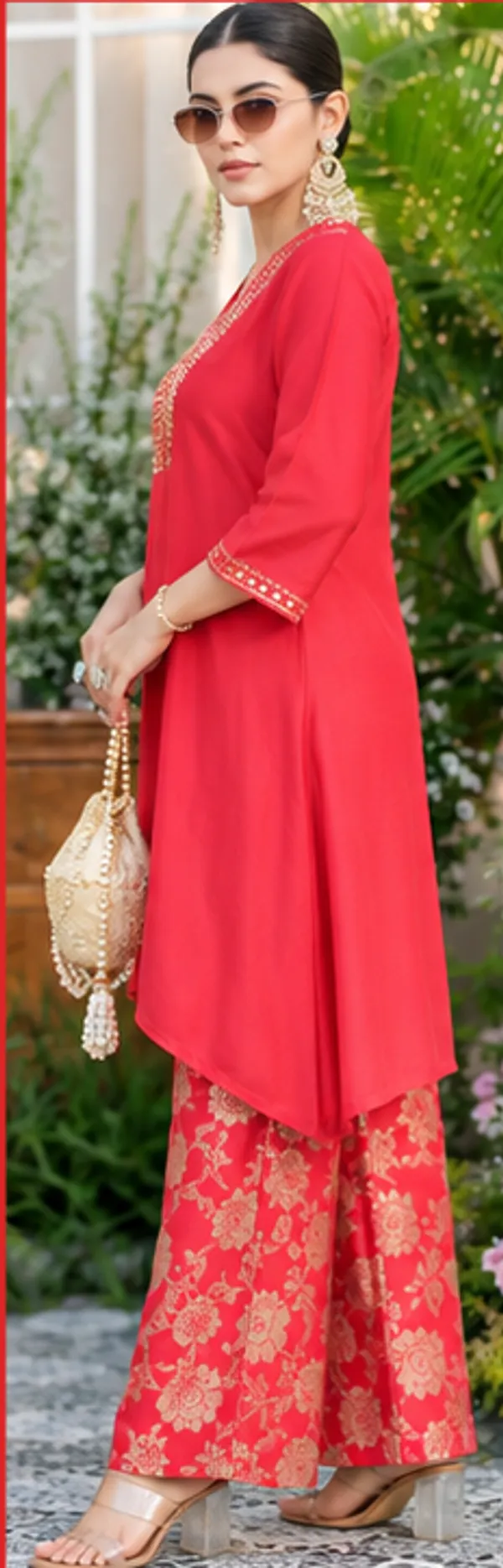 Red_Embellished_Kurta_Set_for_Women