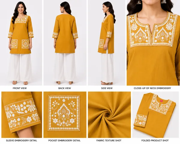 Mustard_Yellow_Cotton_Embroidered_Short_Kurti_For_Women