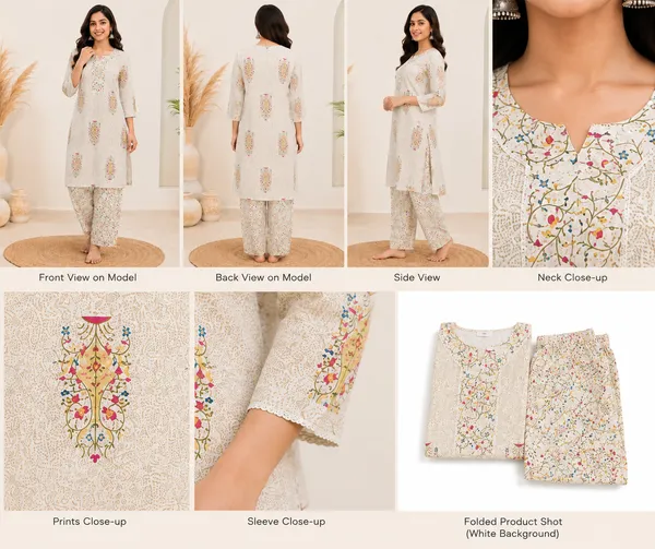 Beige_Cotton_Floral_Printed_Kurta_Set_For_Women