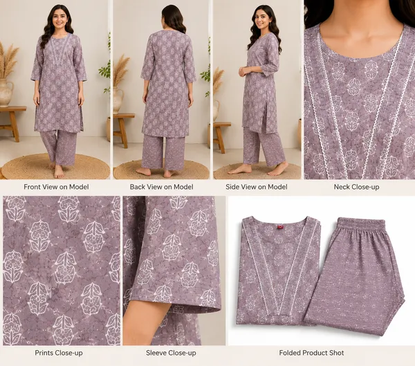 Lavender_Cotton_Block_Print_Kurta_Set_For_Women