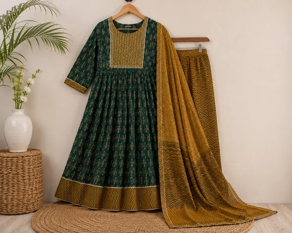 Green_Yellow_Cotton_Printed_Anarkali_Set_For_Women
