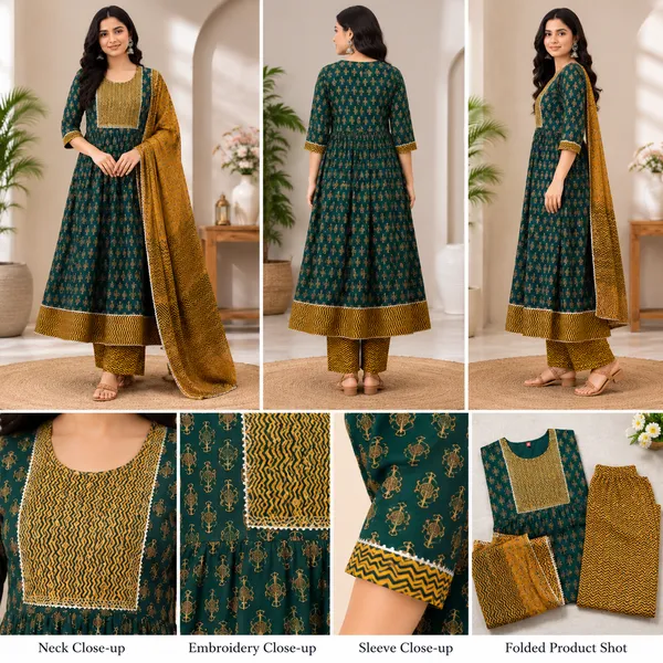 Green_Yellow_Cotton_Printed_Anarkali_Set_For_Women