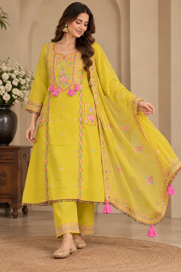 Yellow_Embroidered_Straight_Kurta_Set_For_Women