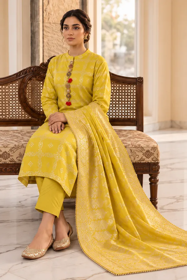 Yellow_Banarsi_Silk_Straight_Kurta_Set_for_Women