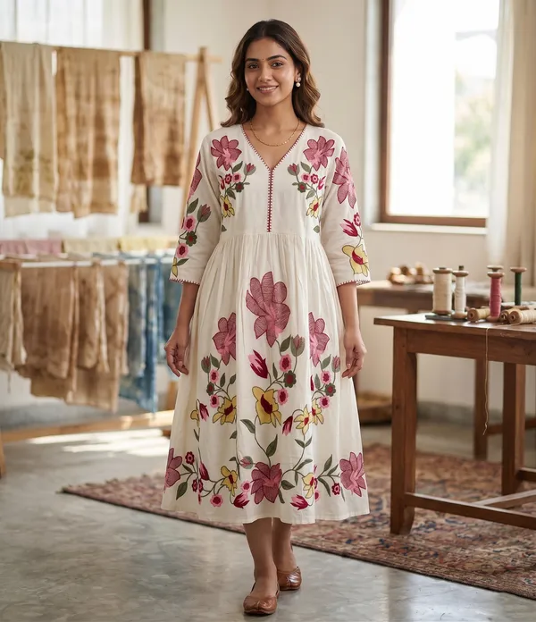 White_Cotton_Floral_Embroidered_Mini_Dress_For_Women