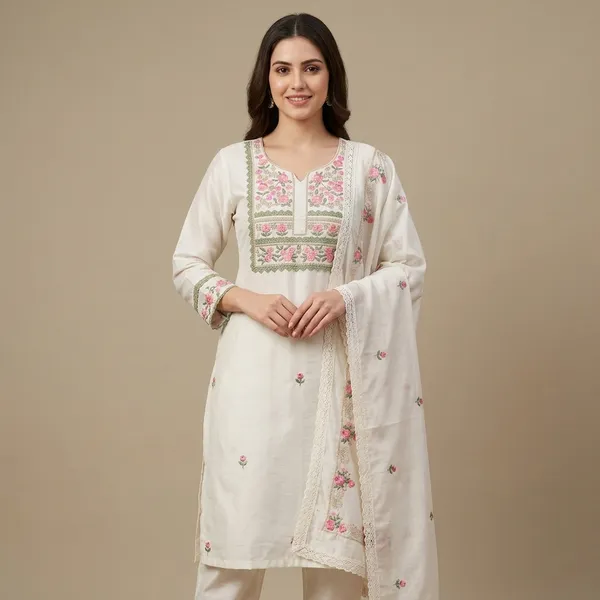 Off_White_Cotton_Silk_Floral_Embroidered_Kurta_Set_For_Women