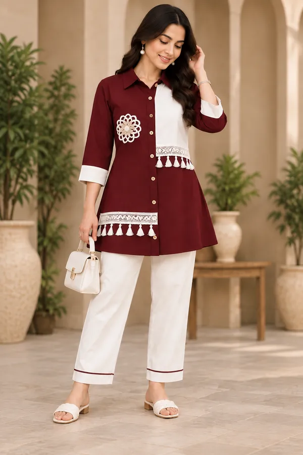 Maroon_Embellished_Straight_Kurta_Set_for_Women