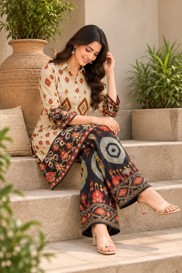 Cream_Printed_Straight_Kurta_Set_For_Women