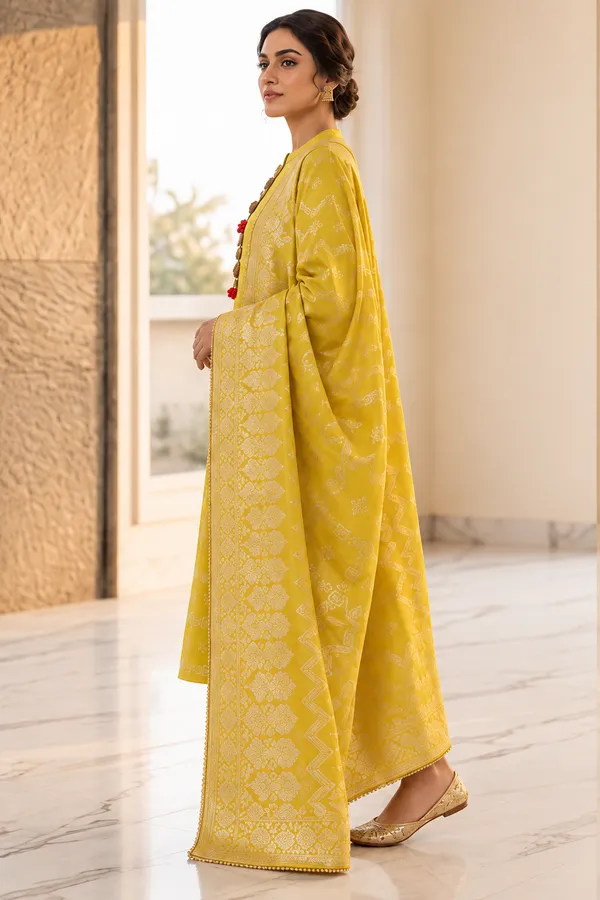 Yellow_Banarsi_Silk_Straight_Kurta_Set_for_Women