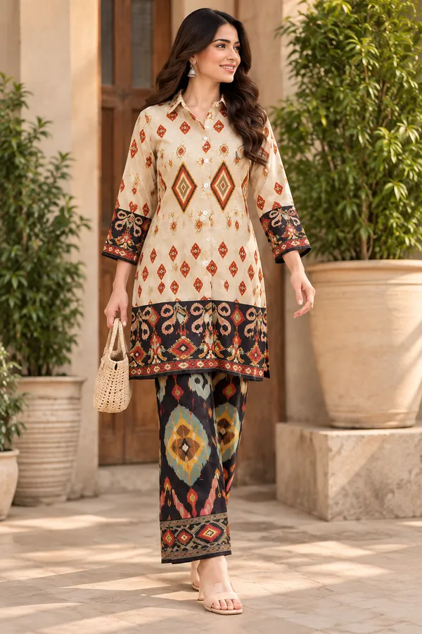 Cream_Printed_Straight_Kurta_Set_For_Women
