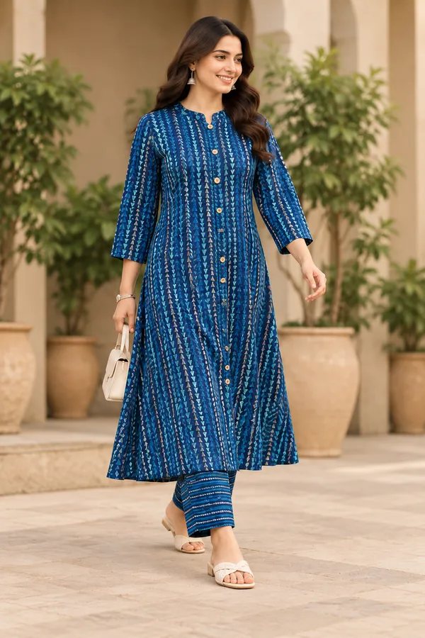 Blue_Printed_Flared_Kurta_Set_for_Women