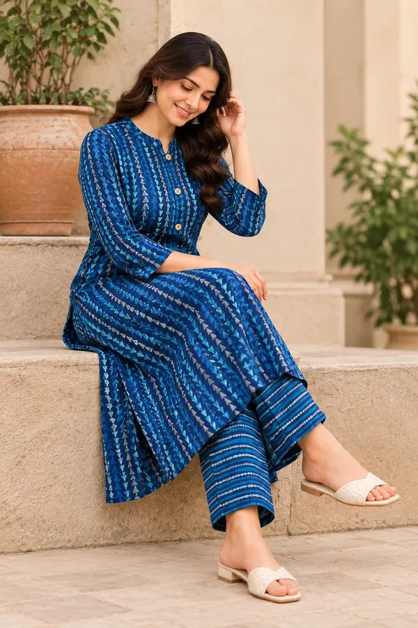 Blue_Printed_Flared_Kurta_Set_for_Women
