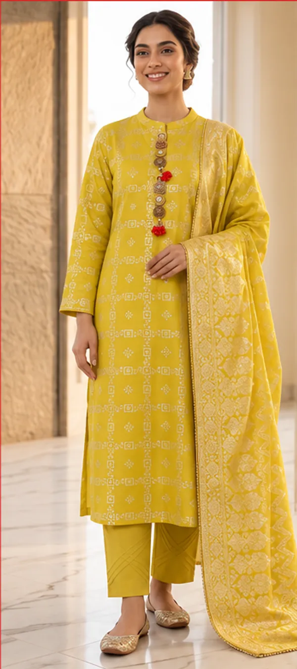 Yellow_Banarsi_Silk_Straight_Kurta_Set_for_Women