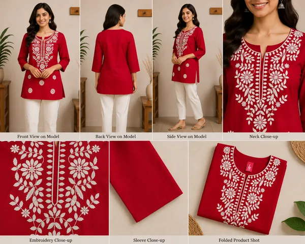 Red_Cotton_Embroidered_Short_Kurti_For_Women