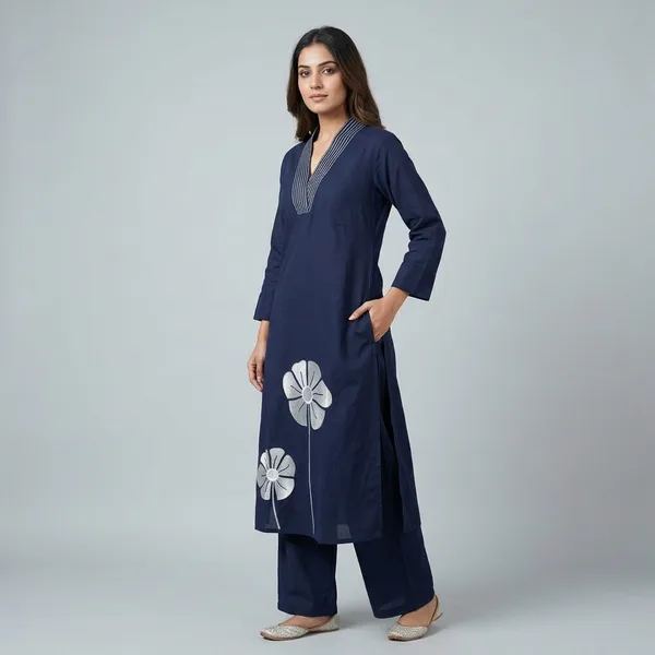 Navy_Blue_Cotton_Floral_Embroidered_Long_Co-Ord_Set_For_Women