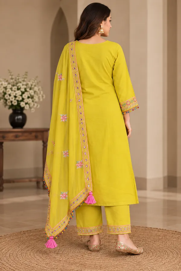 Yellow_Embroidered_Straight_Kurta_Set_For_Women