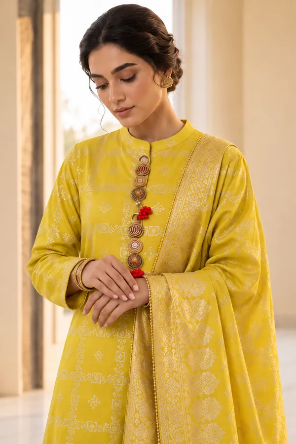 Yellow_Banarsi_Silk_Straight_Kurta_Set_for_Women