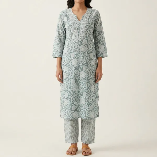 Grey_Cotton_Floral_Print_Kurta_Pyjama_Set_For_Women