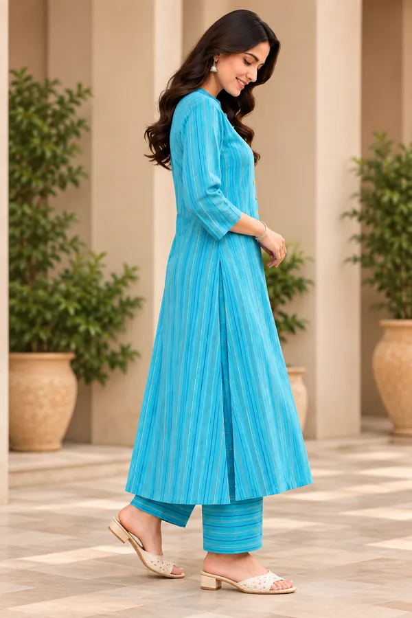 Blue_Striped_Straight_Kurta_Set_for_Women