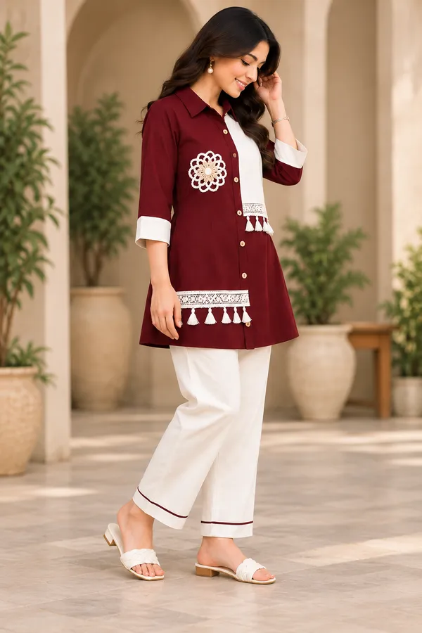 Maroon_Embellished_Straight_Kurta_Set_for_Women