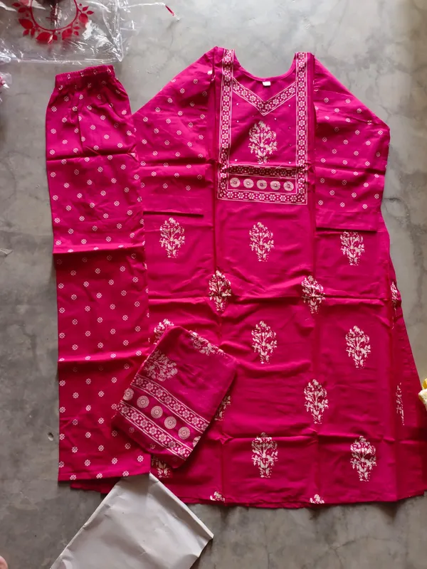 Pink_Dabu_Cotton_Block_Printed_Straight_Kurta_Set_For_Women