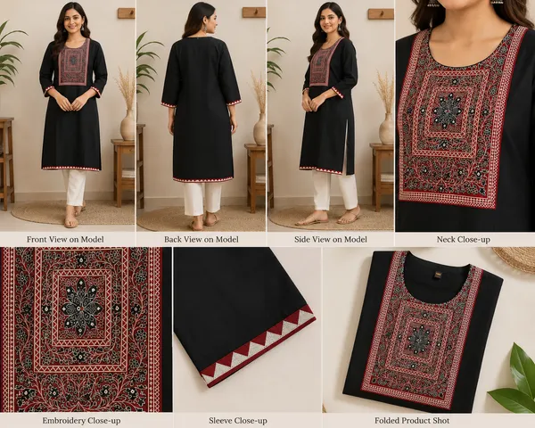 Black_Cotton_Embroidered_Kurta_For_Women