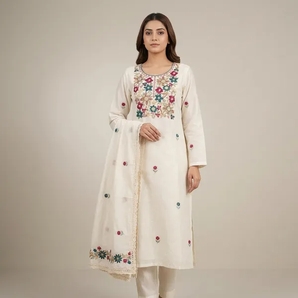 White_Cotton_Silk_Floral_Embroidered_Unstitched_Suit_Set_For_Women