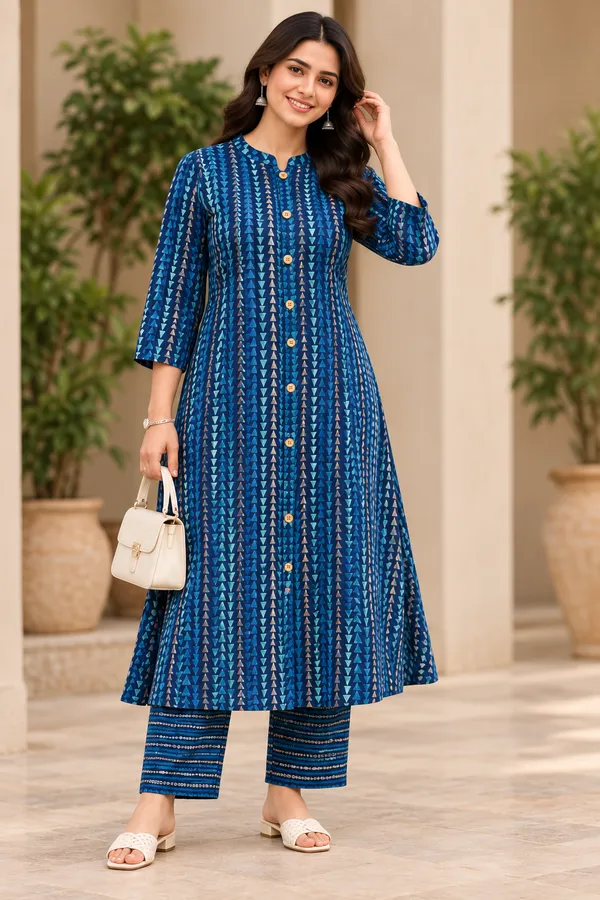 Blue_Printed_Flared_Kurta_Set_for_Women