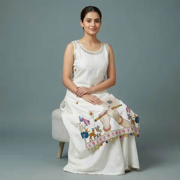 White_Cotton_Silk_Embroidered_Peacock_Motif_Kurta_Set_For_Women
