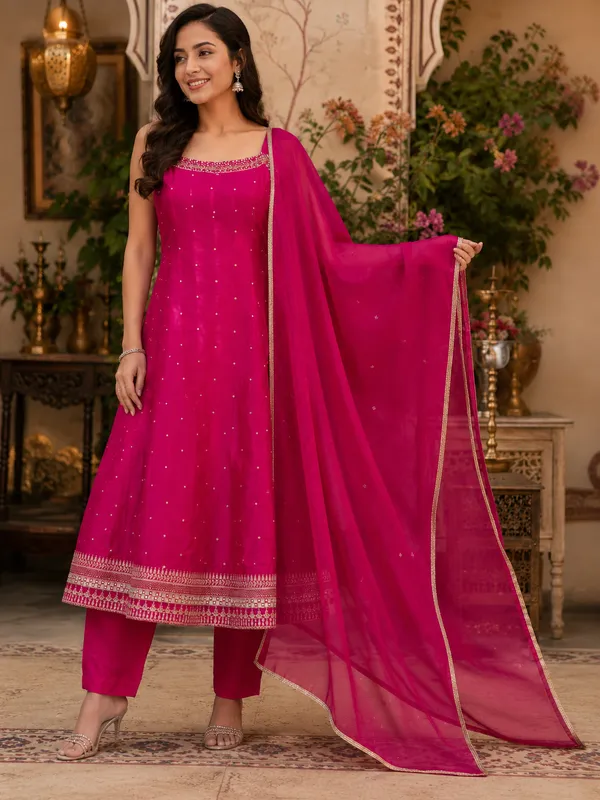 Pink_Silk_Embellished_Anarkali_Set_For_Women