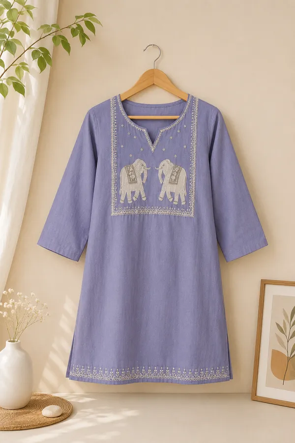 Grey_Cotton_Embroidered_Short_Kurti_For_Women