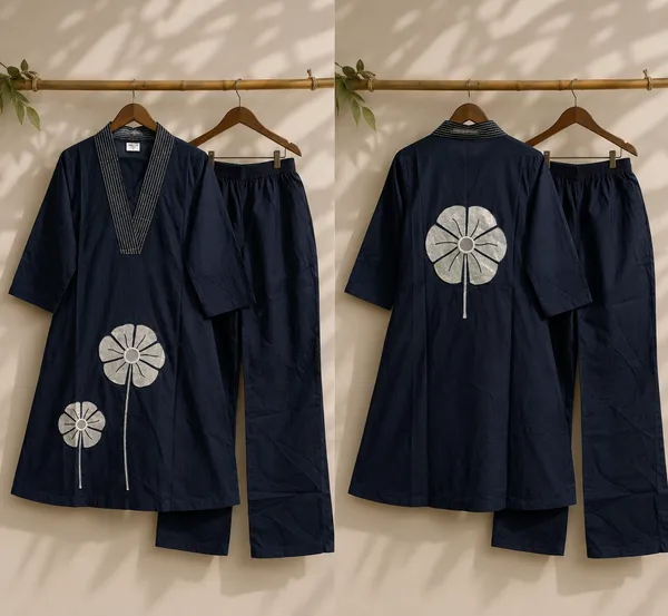 Navy_Blue_Cotton_Floral_Embroidered_Long_Co-Ord_Set_For_Women