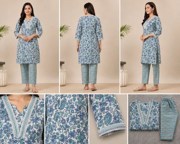 White_&_Blue_Cotton_Floral_Print_Kurta_Pajama_Set_For_Women