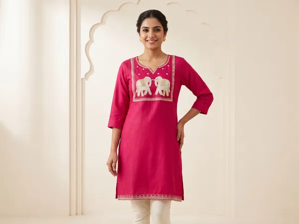 Pink_Cotton_Embroidered_Short_Kurti_For_Women