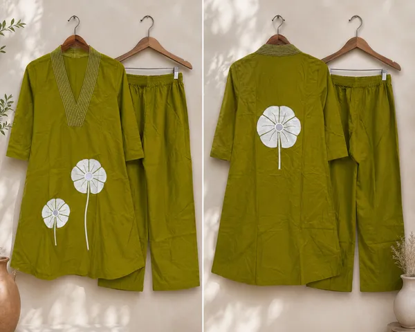 Olive_Green_Cotton_Floral_Embroidered_Kurta_Pant_Co-Ord_Set_For_Women