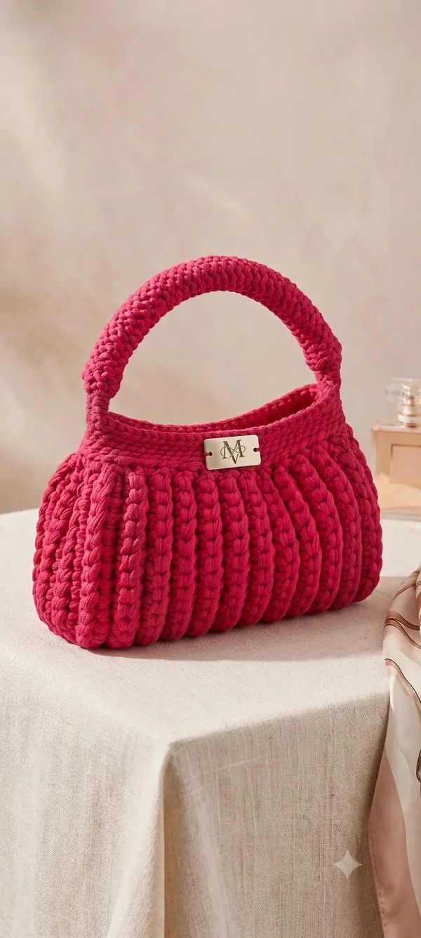 Chunky_Crochet_Handbag_red