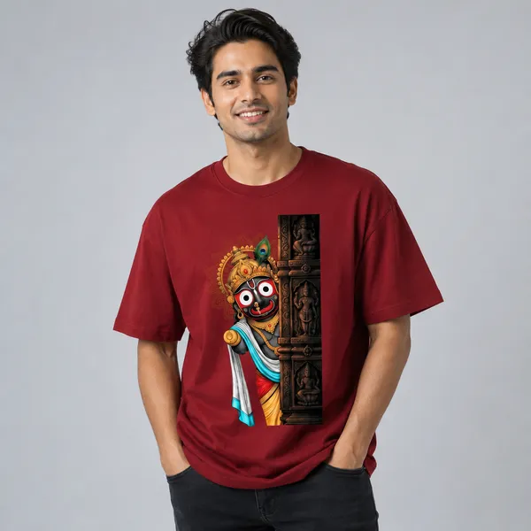 Jaganath_peeping_Terry_Oversized_Tee_Red