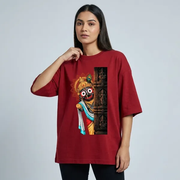 Jaganath_peeping_Terry_Oversized_Tee_Red