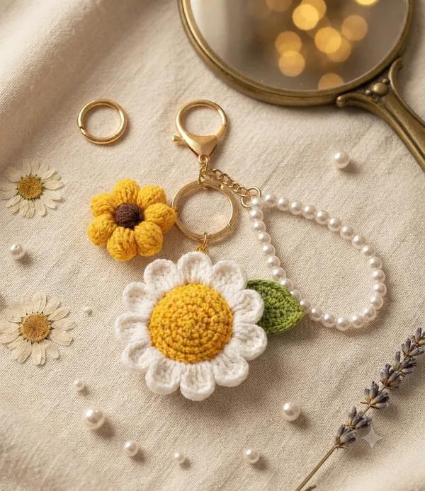 Sunflower_and_Daisy_Key_Chain_with_pearl