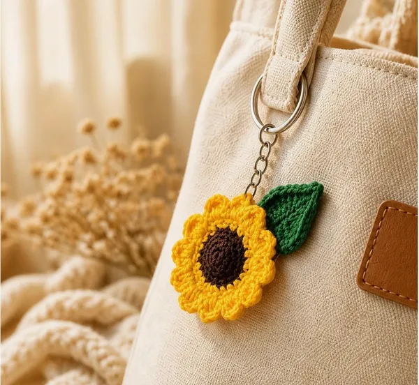 Sunflower_Key_Chain_with_leaf