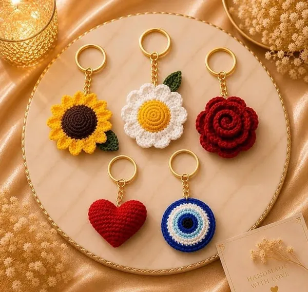 Sunflower_Daisy_Rose_Heart_Evil_Key_Chains