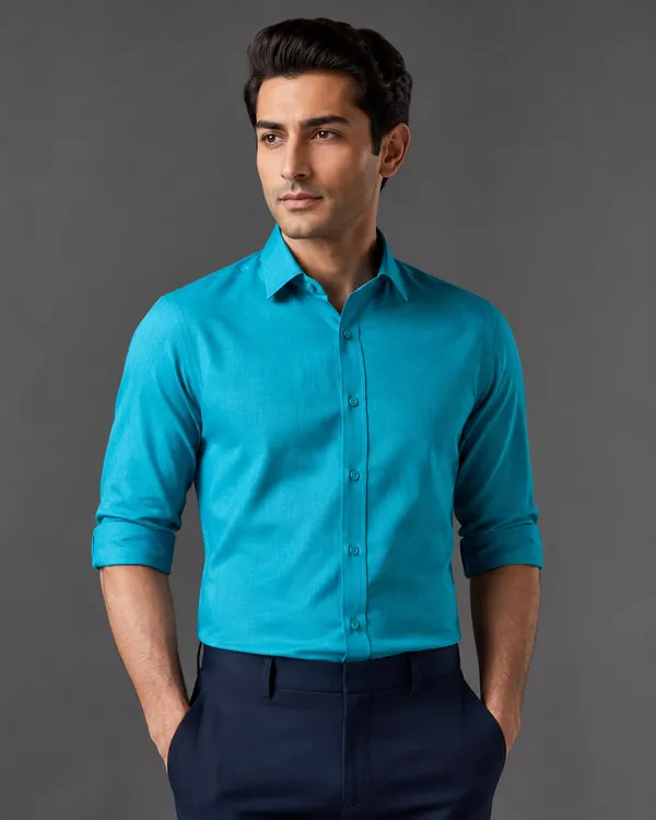 Turquoise_solid_men_shirt
