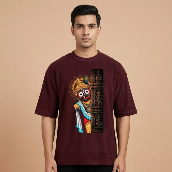 jaganath_peeping_Terry_Oversized_Tee_Maroon